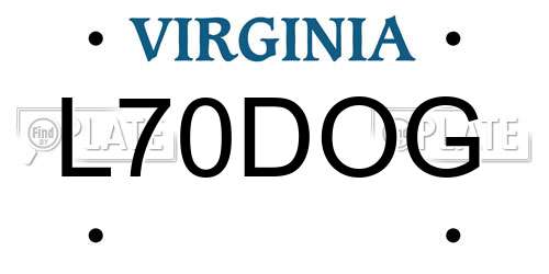 L70DOG Virginia License Plate