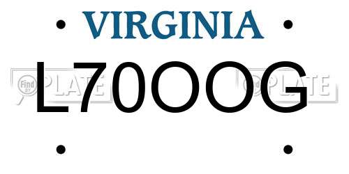 L70OOG Virginia License Plate