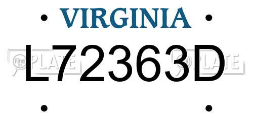 L72363D Virginia License Plate