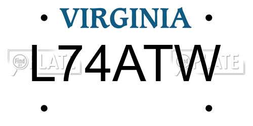 L74ATW Virginia License Plate