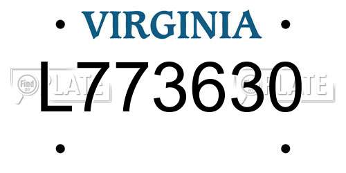 L773630 Virginia License Plate