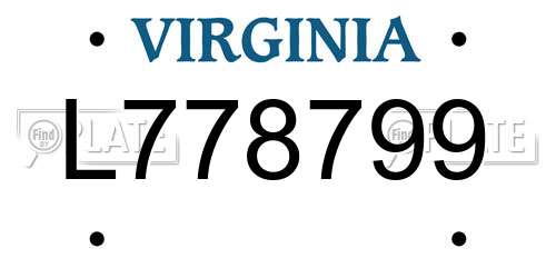 L778799 Virginia License Plate