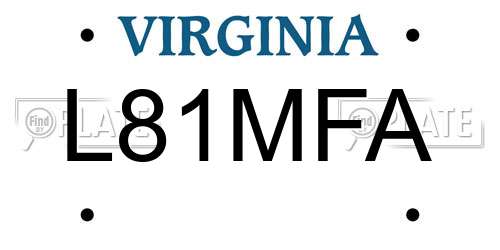 L81MFA Virginia License Plate
