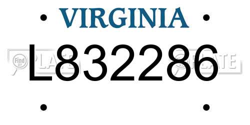 L832286 Virginia License Plate