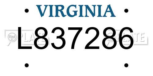 L837286 Virginia License Plate