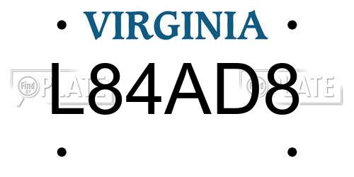L84AD8 Virginia License Plate