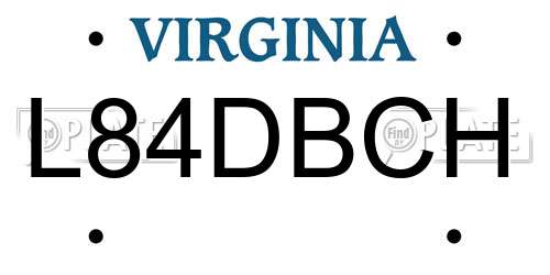 L84DBCH Virginia License Plate
