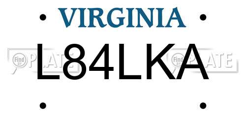 L84LKA Virginia License Plate