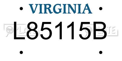 L85115B Virginia License Plate