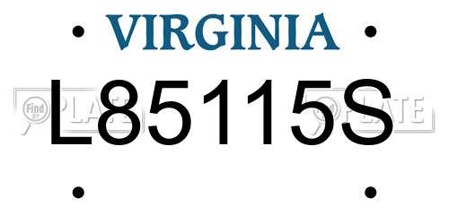L85115S Virginia License Plate