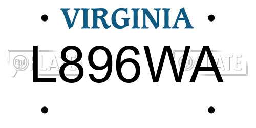 L896WA Virginia License Plate