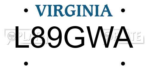 L89GWA Virginia License Plate