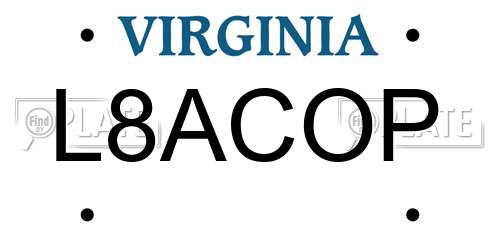 L8ACOP Virginia License Plate