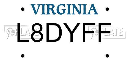 L8DYFF Virginia License Plate