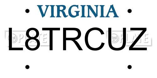 L8TRCUZ Virginia License Plate