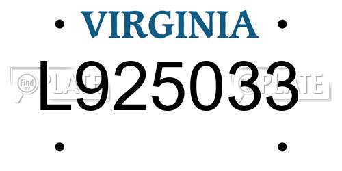 L925033 Virginia License Plate