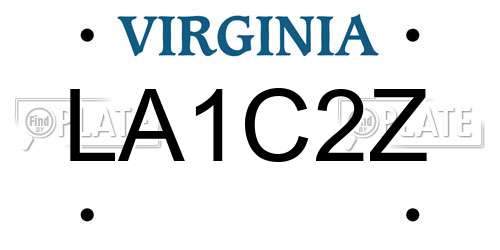 LA1C2Z Virginia License Plate