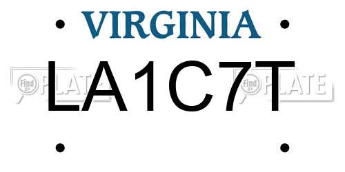 LA1C7T Virginia License Plate