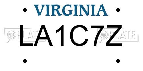 LA1C7Z Virginia License Plate