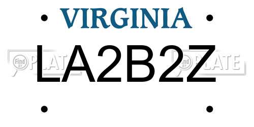 LA2B2Z Virginia License Plate
