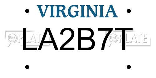 LA2B7T Virginia License Plate