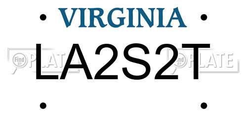 LA2S2T Virginia License Plate