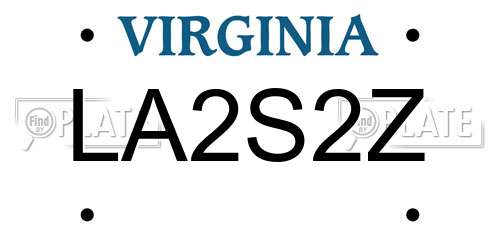 LA2S2Z Virginia License Plate