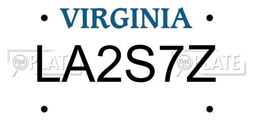 LA2S7Z Virginia License Plate