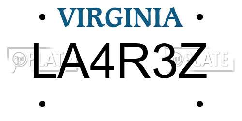 LA4R3Z Virginia License Plate