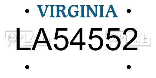 LA54552 Virginia License Plate
