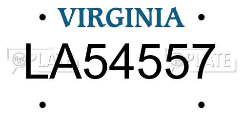 LA54557 Virginia License Plate