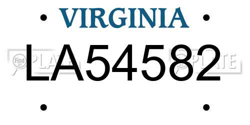 LA54582 Virginia License Plate