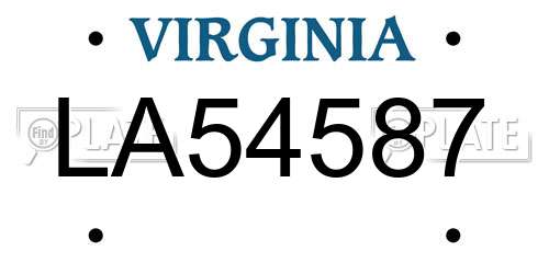 LA54587 Virginia License Plate