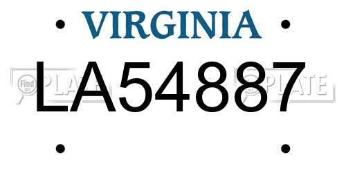 LA54887 Virginia License Plate