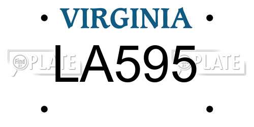 LA595 Virginia License Plate