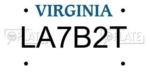 LA7B2T Virginia License Plate