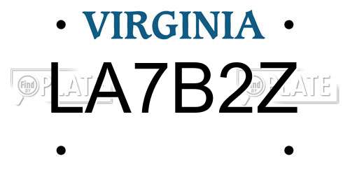 LA7B2Z Virginia License Plate