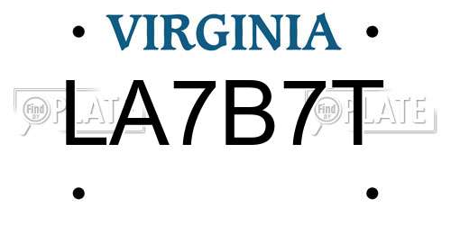 LA7B7T Virginia License Plate