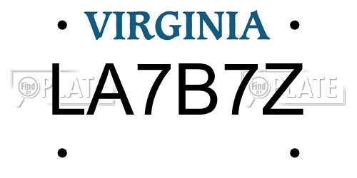 LA7B7Z Virginia License Plate