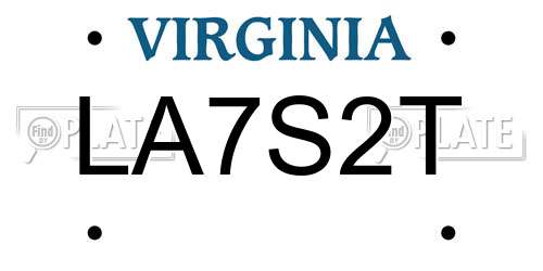 LA7S2T Virginia License Plate