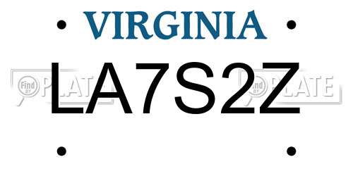 LA7S2Z Virginia License Plate