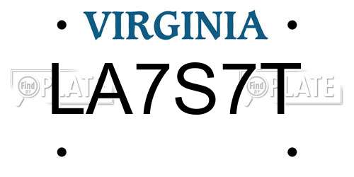 LA7S7T Virginia License Plate