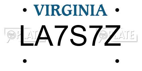 LA7S7Z Virginia License Plate