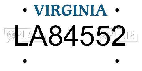 LA84552 Virginia License Plate
