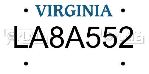 LA8A552 Virginia License Plate