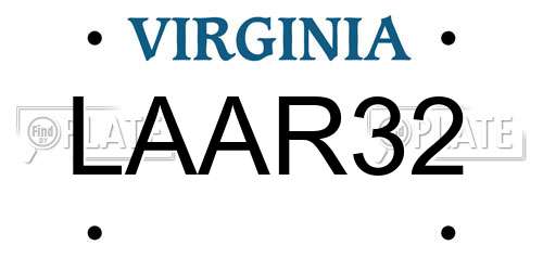 LAAR32 Virginia License Plate