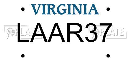 LAAR37 Virginia License Plate