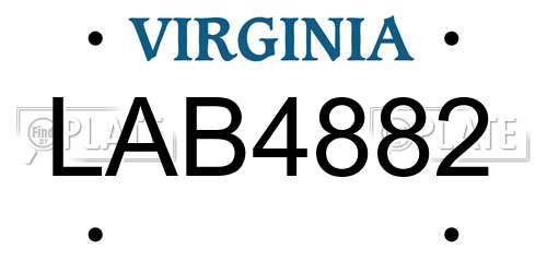 LAB4882 Virginia License Plate
