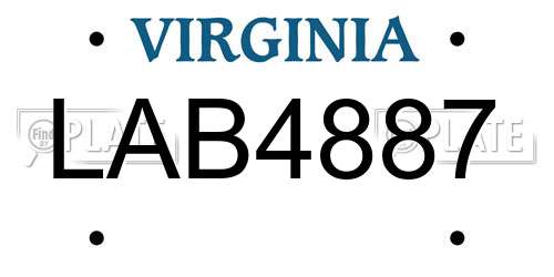 LAB4887 Virginia License Plate