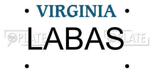 LABAS Virginia License Plate
